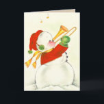 Cartão De Festividades Vintage Snowman Trombone<br><div class="desc">Cartões vitorianos de Natal para as pessoas que você ama. Fácil de personalizar! Cada cartão postal do mundo antigo é amavelmente restaurado para a melhor qualidade de impressão. Trombone tocando Snowman.</div>