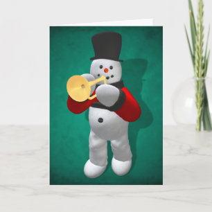 Cartão De Festividades Vintage Snowmen: Trumpeter