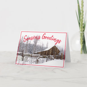 Cartão De Festividades Vintage Snowy Barn Fotografia
