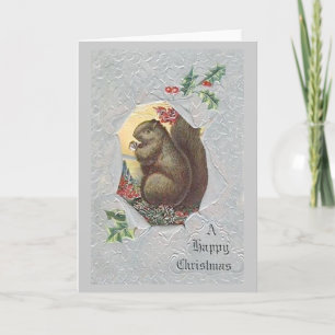 Cartão De Festividades Vintage Squirrel Christmas Card