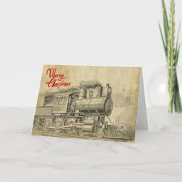 Cartão De Festividades Vintage Steam Train - Ilustração de Natal