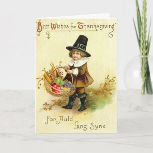 Cartão De Festividades Vintage Thanksgiving Card