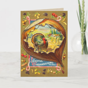 Cartão De Festividades Vintage Thanksgiving Turkey Card