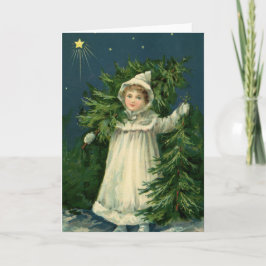 Cartão De Festividades Vintage Tree Fazenda Girl