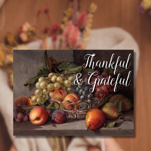 Cartão De Festividades Vintage Trendy Grateful e Fruta de outono agradeci