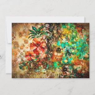 Cartão De Festividades Vintage Tropical Parrot Jungle Floral Hibiscus