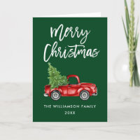 Vintage Truck Green Christmas do Escovo Script