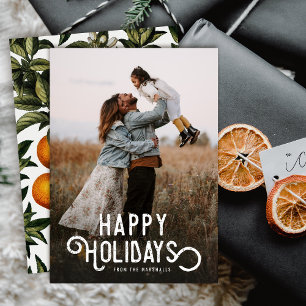 Cartão De Festividades Vintage Typografia Winter Orange Photo
