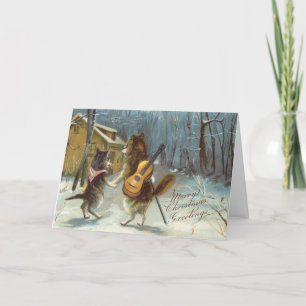 Cartão De Festividades Vintage - Um Natal De Casal De Gato,