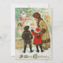 Vintage Uma Família Feliz de Natal Mãe e Filho