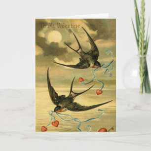 Cartão De Festividades Vintage Valentine Barn Swallows, Birthday