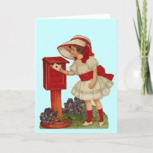 Cartão De Festividades Vintage Valentine Girl Mails Card