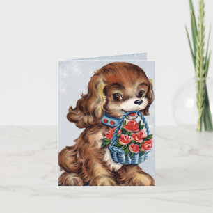 Cartão De Festividades Vintage Valentine Puppy Card for Kids