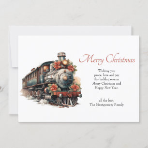 Cartão De Festividades Vintage Vapor Train Tradicional