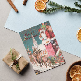 Cartão De Festividades Vintage Velho Fashious Natal Winter Papai Noel