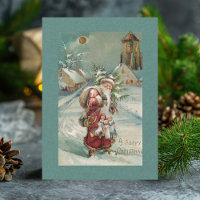 Vintage Velho Mundo Pai Natal em Neve