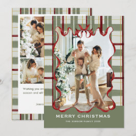 Cartão De Festividades Vintage Velvet Christmas Red Bow Coquette 5 Photo