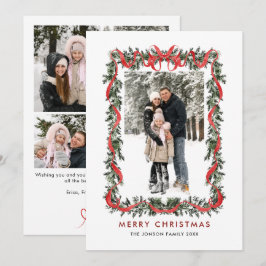 Cartão De Festividades Vintage Velvet Green Stripped Red Bow 5 Photo