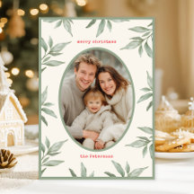 Vintage Verde Foto Botânica Feliz Natal