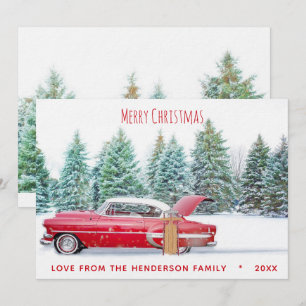 Cartão De Festividades Vintage Vermelho Chevy dos Anos 50 Feliz Natal Fer