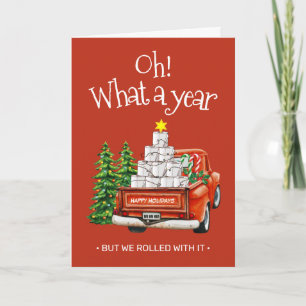 Cartão De Festividades Vintage Vibes Modern Ri Red Truck Toilet Paper