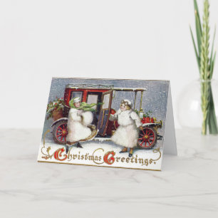 Cartão De Festividades Vintage Victorian, c. 1912 Natal