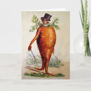 Cartão De Festividades Vintage Victorian Carrot Man Christmas Card