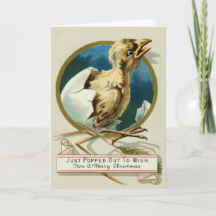 Cartão De Festividades Vintage Victorian Chick Christmas Card