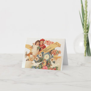 Cartão De Festividades Vintage Victorian Dia de os namorados, Crianças no