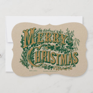 Cartão De Festividades Vintage Victorian Era Feliz Cor de Natal