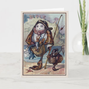 Cartão De Festividades Vintage Victorian Fish Christmas Card