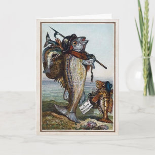 Cartão De Festividades Vintage Victorian Fish Christmas Card