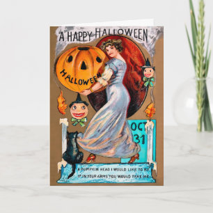 Cartão De Festividades Vintage Victorian Halloween Card