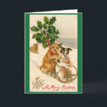 Cartão De Festividades Vintage Victorian Retro Christmas Dogs<br><div class="desc">Nossa coleção de Cartões Natais vintages é projetada para capturar os corações daqueles que apreciam a graça e a beleza de uma era passada. Enviar estas cartas é como enviar um pedaço de história, um lembrete da alegria e do calor que a época de férias traz. Quer você os envie...</div>