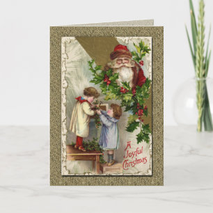 Cartão De Festividades Vintage Victorian Santa Claus