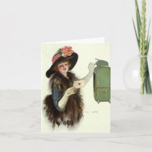 Cartão De Festividades Vintage Victorian Valentines Day Woman Love Letter