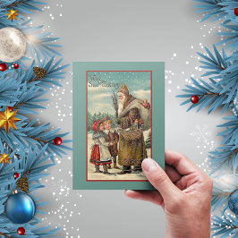 Cartão De Festividades Vintage Victorian Vive Nicolas Boy Natal
