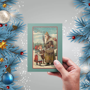 Cartão De Festividades Vintage Victorian Vive Nicolas Boy Natal