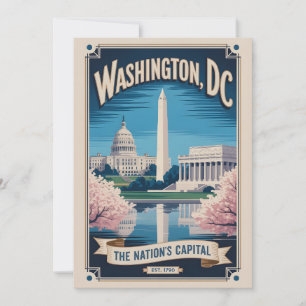 Cartão De Festividades Vintage Washington DC A Capital Nacional Retro