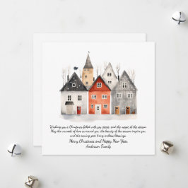 Cartão De Festividades Vintage Watercolor Natal Personalizado