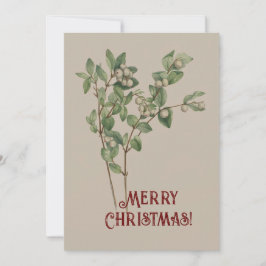 Cartão De Festividades Vintage Watercolor Snowberry Felry Natal