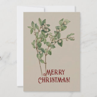Cartão De Festividades Vintage Watercolor Snowberry Felry Natal