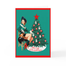 Vintage Western Cowgirl com Árvore de Natal