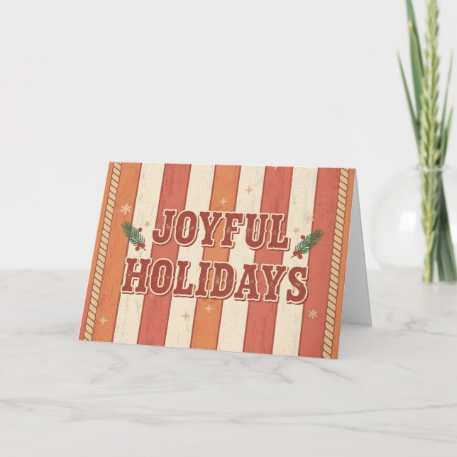 Cartão De Festividades Vintage Western Joyful Holidays Christmas (Frente)