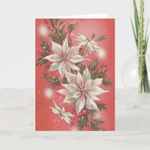 Cartão De Festividades Vintage White Poinsettia
