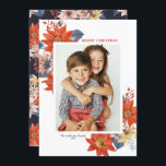 Cartão De Festividades Vintage Winter Botanicals Foto Feliz Natal<br><div class="desc">Feliz Natal! Envie seus Cartões de natal para a família e amigos com esta placa plana de Natal botânica personalizável. Apresenta um buquê floral de cor aquosa de flores de inverno laranja, amarela e cor-de-rosa com padrão floral correspondente. Personalize adicionando uma foto, nomes, ano e outros detalhes. Este cartão de...</div>