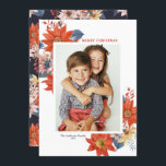 Cartão De Festividades Vintage Winter Botanicals Foto Feliz Natal<br><div class="desc">Feliz Natal! Envie seus Cartões de natal para a família e amigos com esta placa plana de Natal botânica personalizável. Apresenta um buquê floral de cor aquosa de flores de inverno laranja, amarela e cor-de-rosa com padrão floral correspondente. Personalize adicionando uma foto, nomes, ano e outros detalhes. Este cartão de...</div>