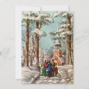 Cartão De Festividades Vintage Winter Christmas Church Holiday Card