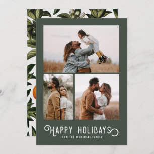 Cartão De Festividades Vintage Winter Orangs 3 Photo Collage