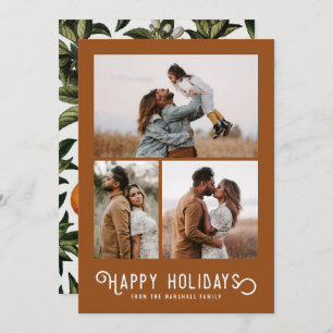 Cartão De Festividades Vintage Winter Orangs 3 Photo Collage